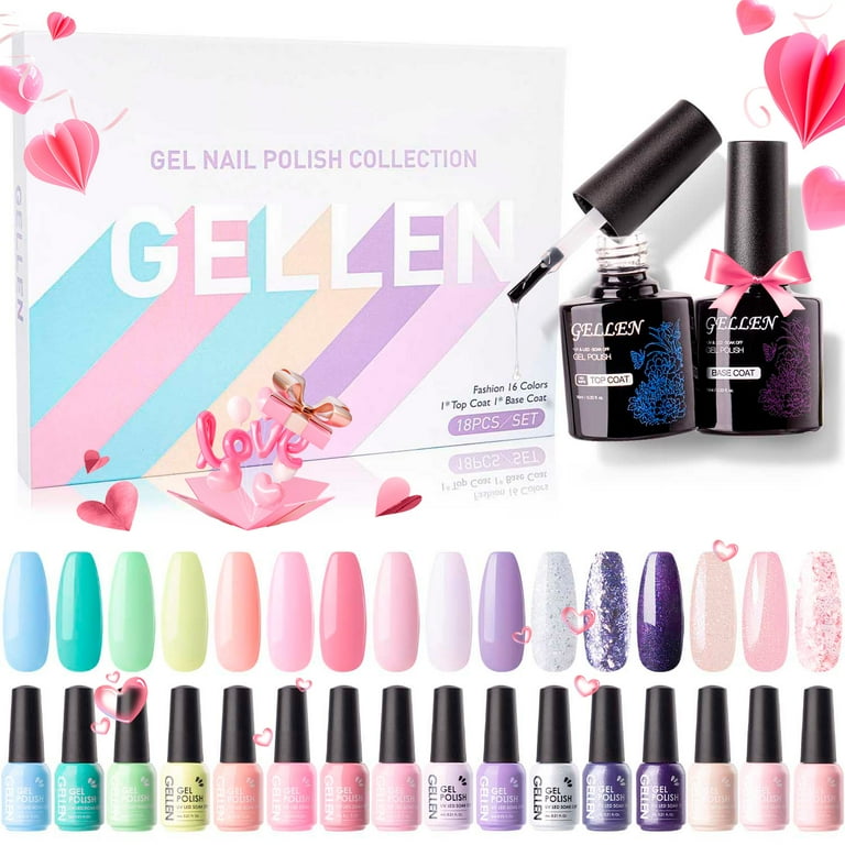 Gellen Nail Gel Polish Kit 16 Colors Gel Nail Polish Set Bright