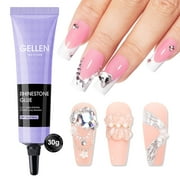Gellen Nail Glue, 30g Super Strong Adhesive Gel Nail Rhinestone Glue for Nail Charms Gem 3D Nails Bling Gel for Nail Art Jewel Diamonds UV Cured