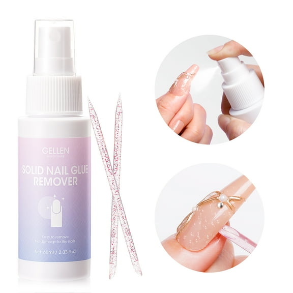 Gellen Nail Glue Remover, Gel Nail Glue Remover for Press On Nails, Easy Remove Solid Nail Glue Gel On Fake Nail Tips, 60ML