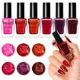 thumbnail image 1 of Gellen Nail Polish, Quick Air Dry 6 Colors Nail Lacquer Set Elegant Red Pink Nail Polish Set for Nail Manicure DIY Art Home, No UV Light Needed, 0.33 Fl.oz, 1 of 10