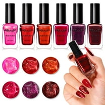 Gellen Nail Polish, Quick Air Dry 6 Colors Nail Lacquer Set Elegant Red Pink Nail Polish Set for Nail Manicure DIY Art Home, No UV Light Needed, 0.33 Fl.oz