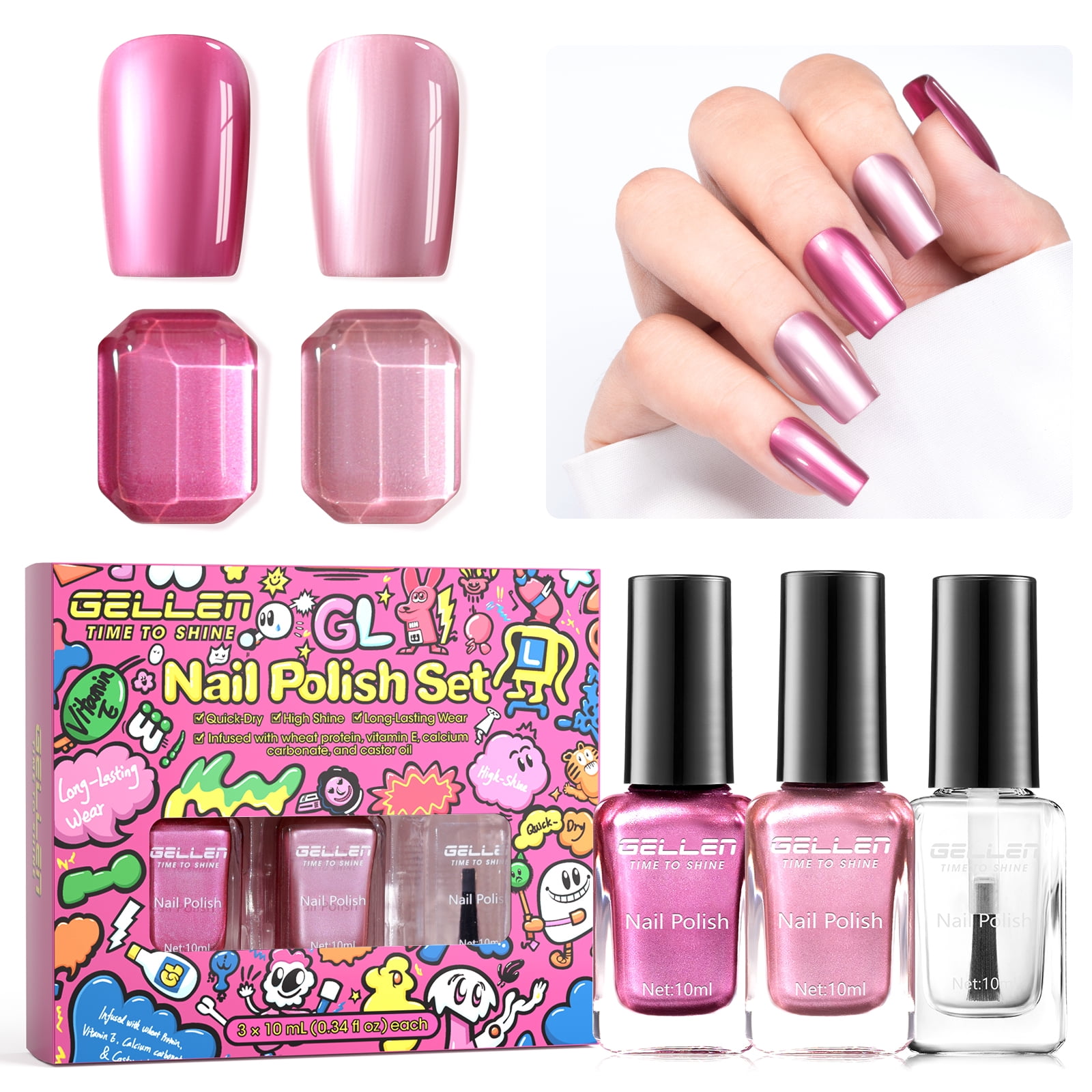 Three Cheers for Girls Glow In The Dark Nail Polish Set, 5 Bottles
