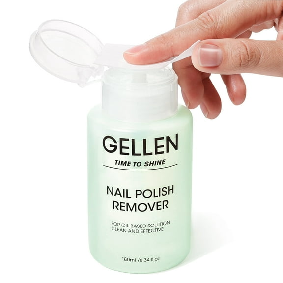 Gellen Nail Polish Remover, 180ML Non Acetone Gentle Nail Polish Remover for Regular Nail Polish, Jasmine Scent Nail Polish Remover with Easy Push-down Pump, 6.34 fl oz