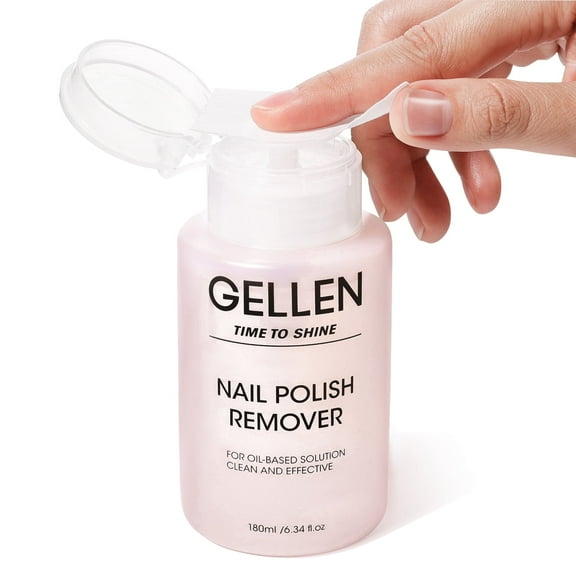 Gellen Nail Polish Remover, 180ML Non Acetone Gentle Nail Polish Remover for Regular Nail Polish, Rose Scent Nail Polish Remover with Easy Push-down Pump, 6.34 fl oz