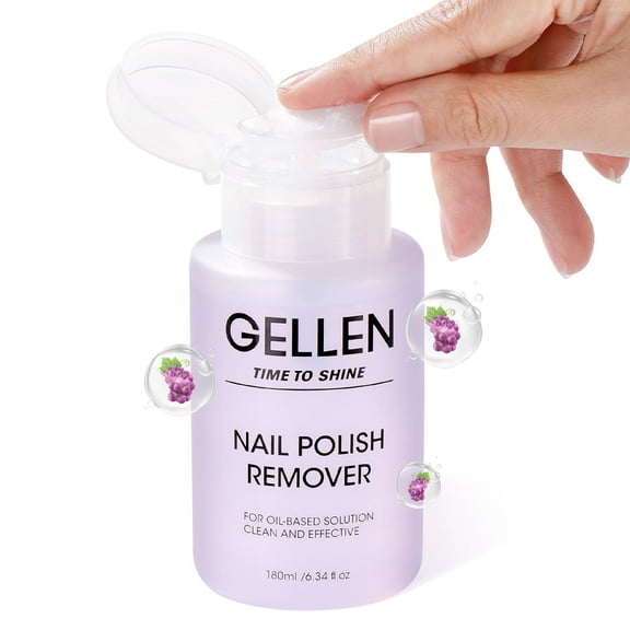 Gellen Nail Polish Remover, 180ML Non Acetone Gentle Nail Polish Remover for Regular Nail Polish, Wine Scent Nail Polish Remover with Easy Push-down Pump, 6.34 fl oz