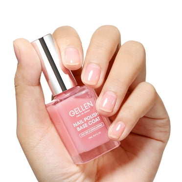 Gellen Nude Pink Base Coat for Regular Nail Lacquer with Organic Calcium, Quick Air Dry Long Lasting No Wipe Glossy Nail Base Coat for Manicure Salon, Chip Resistant, No UV Lamp Needed, 15ml