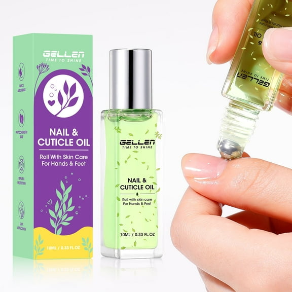 Gellen Organic Nail Cuticle Oil for Nails Strength, 10ml 0.33 Fl.Oz Ball Type Fingernail Nourishing Oil for Hydrating, Moisturizing, Strengthening