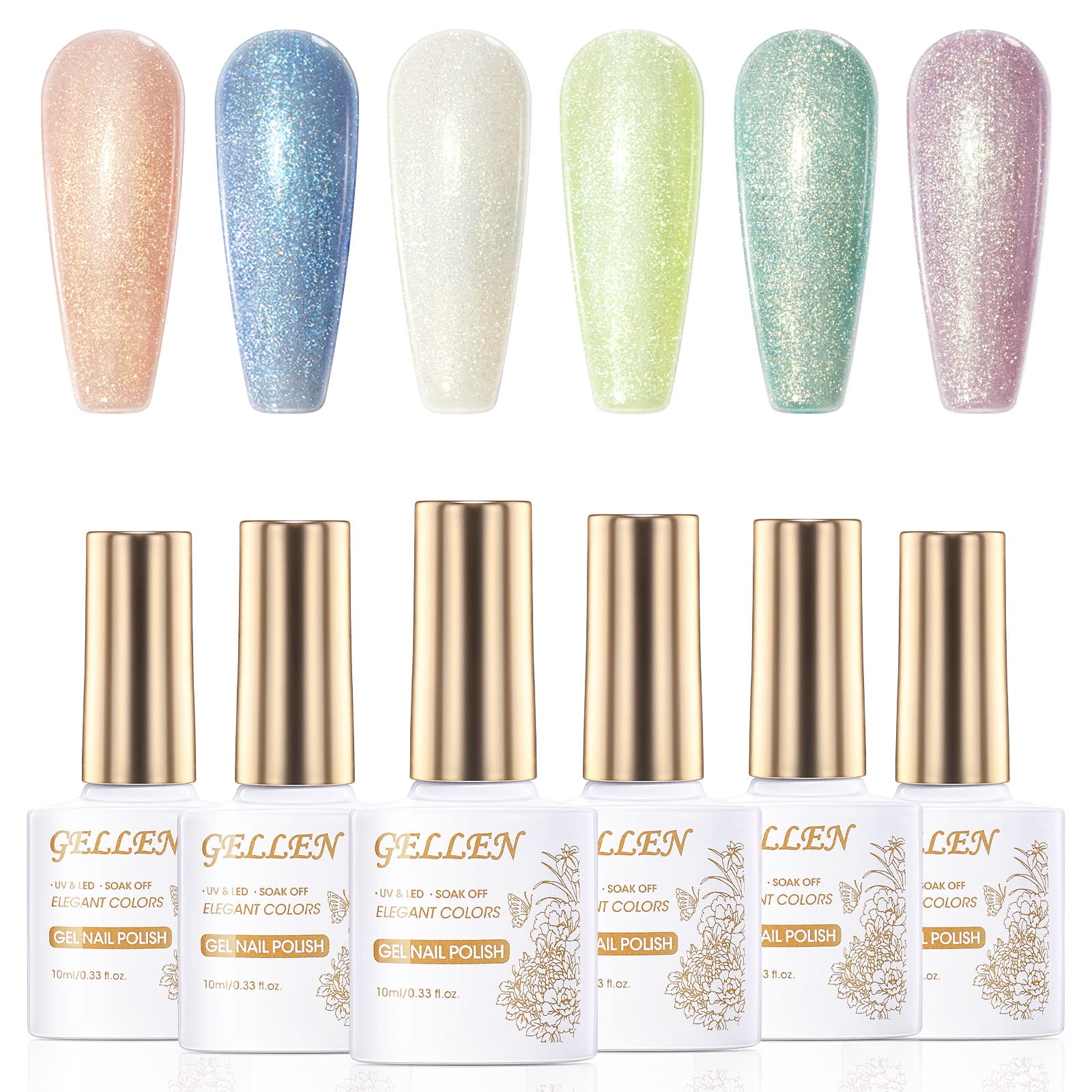 Gellen Pearl Gel Nail Polish Kit - Makaron Shimmer Gel Polish 6 Colors ...