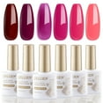 thumbnail image 1 of Gellen Purple Pink Gel Nail Polish, 6 Colors Neon Pink Red Purple Jelly Gel Polish Set, No Wipe Soak Off UV Gel for Women DIY Manicure Valentine's Day Spring Summer, 10ml/0.33oz, 1 of 8