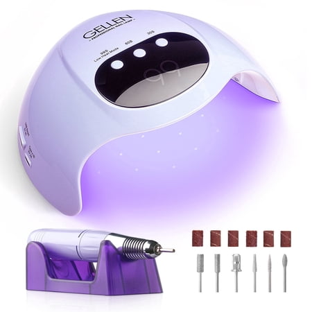 Gellen UV LED Nail Lamp with Electric Nail Drill, 72W UV Light Nail Dryer for Nails, 20000 RPM Nail Files for Acrylic Nails Professional Gel Nail Polish Curing Lamp with Sensor 3 Timers Manicure Tool