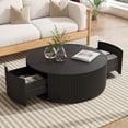 thumbnail image 1 of Gelloan 31.5" Round Coffee Table with Two Drawers，Circle Coffee Table Space-Saving Multiple Purpose for Living Room，Dining Room and Home,Black, 1 of 7