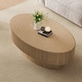 thumbnail image 1 of Gelloan 43.7" Olive Shape Wood Coffee Table, Modern Fluted Coffee Table for Living Room, Veneer Handcrafted Relief Tea Table with Sturdy Pedestal,Natural, 1 of 7