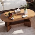 thumbnail image 1 of Gelloan 47" Modern Coffee Table,Oval Coffee Table,Double-layer Coffee Table with Sturdy Pedestal for Apartment,Living Room,Bedroom,Walnut, 1 of 7