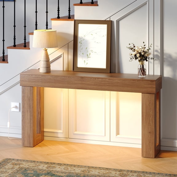 Gelloan 63" Long Console Table, Wooden Narrow Rectangular Sofa Table Behind Couch, Farmhouse Entryway Table for Entrance, Hallway, Living Room,Dark Brown