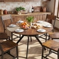 thumbnail image 1 of Gelloan 7-Piece Dining Table Set with 6 Chairs, 47" Kitchen Table & Chairs Set for 6, Round Farmhouse Dinner Table with Metal Base, Easy Assembly,Rustic Brown, 1 of 8