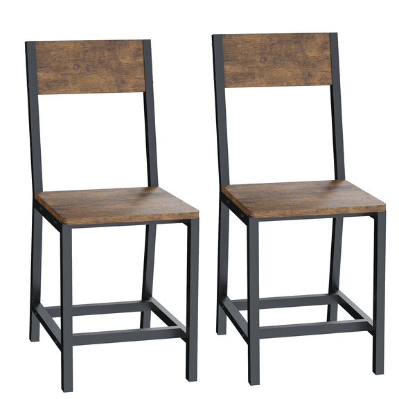 Gelloan Dining Chairs Set of 2, Rustic Wood Chairs with Metal Steel Frame, Comfortable Seat, Modern Farmhouse Chair for Kitchen, Bedroom, Living Room,Rustic Brown