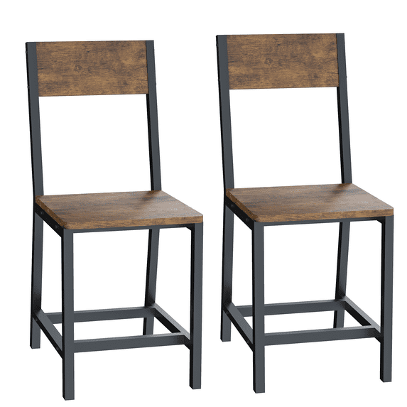 Gelloan Dining Chairs Set of 2, Rustic Wood Chairs with Metal Steel Frame, Comfortable Seat, Modern Farmhouse Chair for Kitchen, Bedroom, Living Room,Rustic Brown