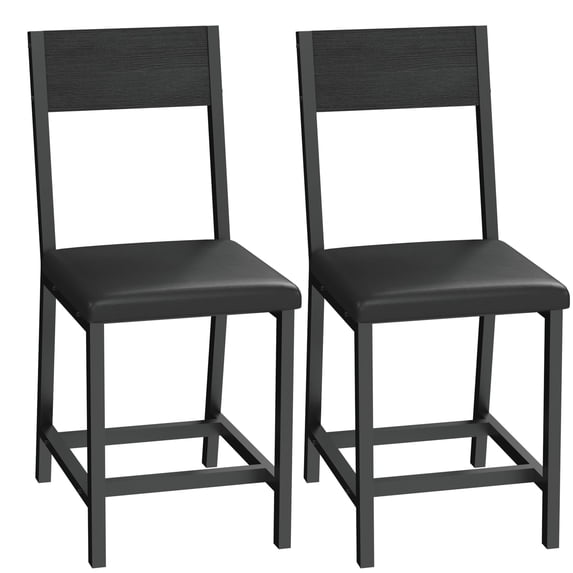 Gelloan Dining Chair Set of 2, Rustic Wood Chairs with Metal Steel Frame and Cushion Seat, Modern Farmhouse Chair for Kitchen, Bedroom, Living Room,Black