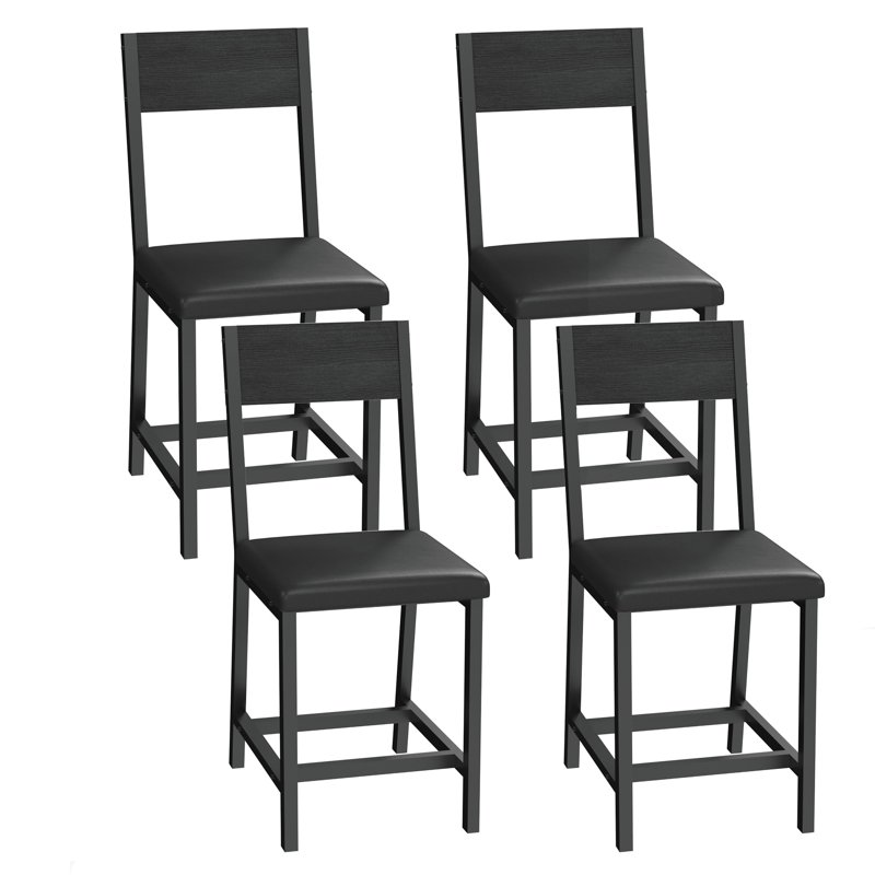 Gelloan Dining Chair Set of 4, Rustic Wood Chairs with Metal Steel Frame and Cushion Seat, Modern Farmhouse Chair for Kitchen, Bedroom, Living Room,Black