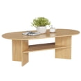 thumbnail image 1 of Gelloan Oval Coffee Table with Storage, Modern Coffee Table for Living Room, 2 Tier Center Table,Natural, 1 of 5