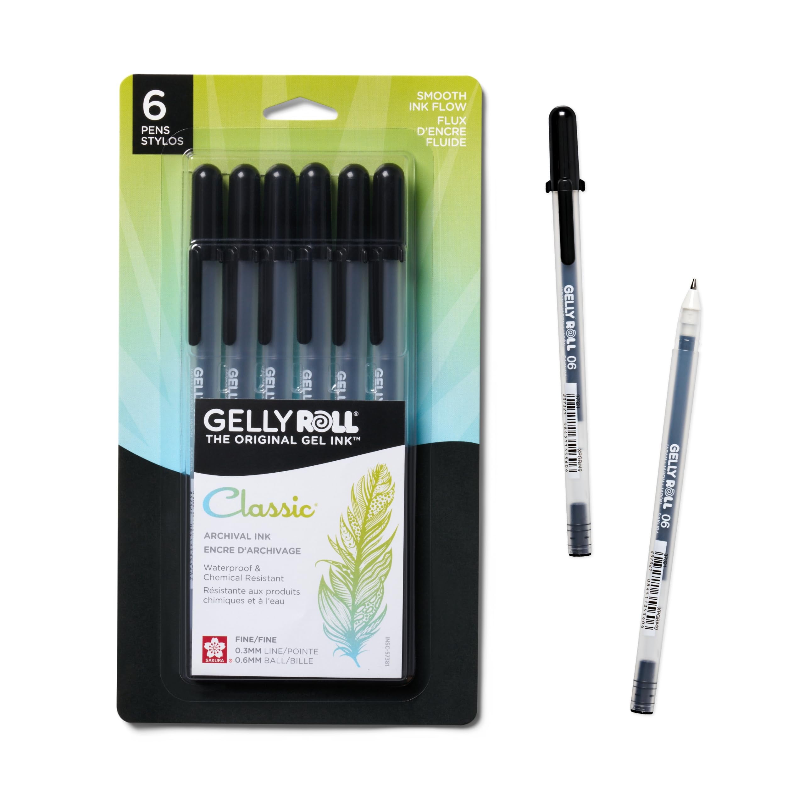 Gelly Roll Fine Point Gel Pens 6 Pk Black Ink
