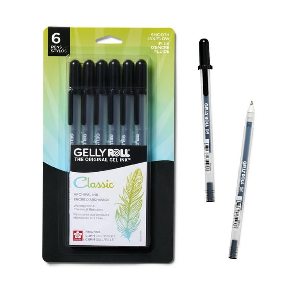 Gelly Roll Fine Point Gel Pens 6 Pk Black Ink