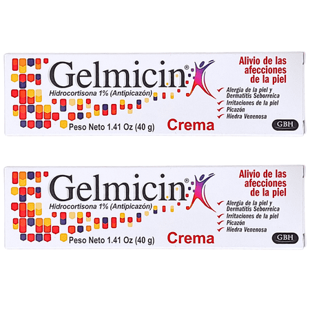 Gelmicin Hydrocortisone 1% Fast Acting Anti-Itch Cream For Skin Rashers, Allergies, Eczema 1.41oz