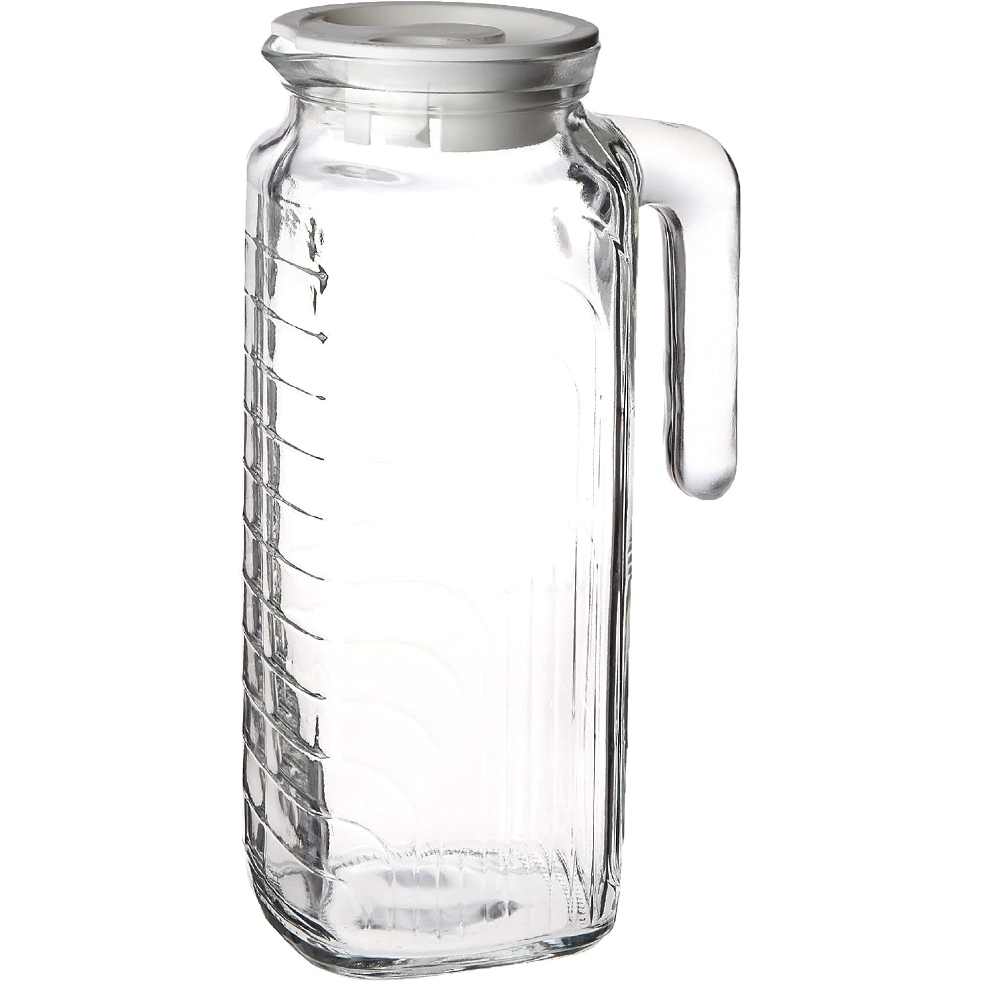 Bormioli Rocco Gelo Glass Jug 41 Oz – BPA-Free With Red Lid, Made In Italy