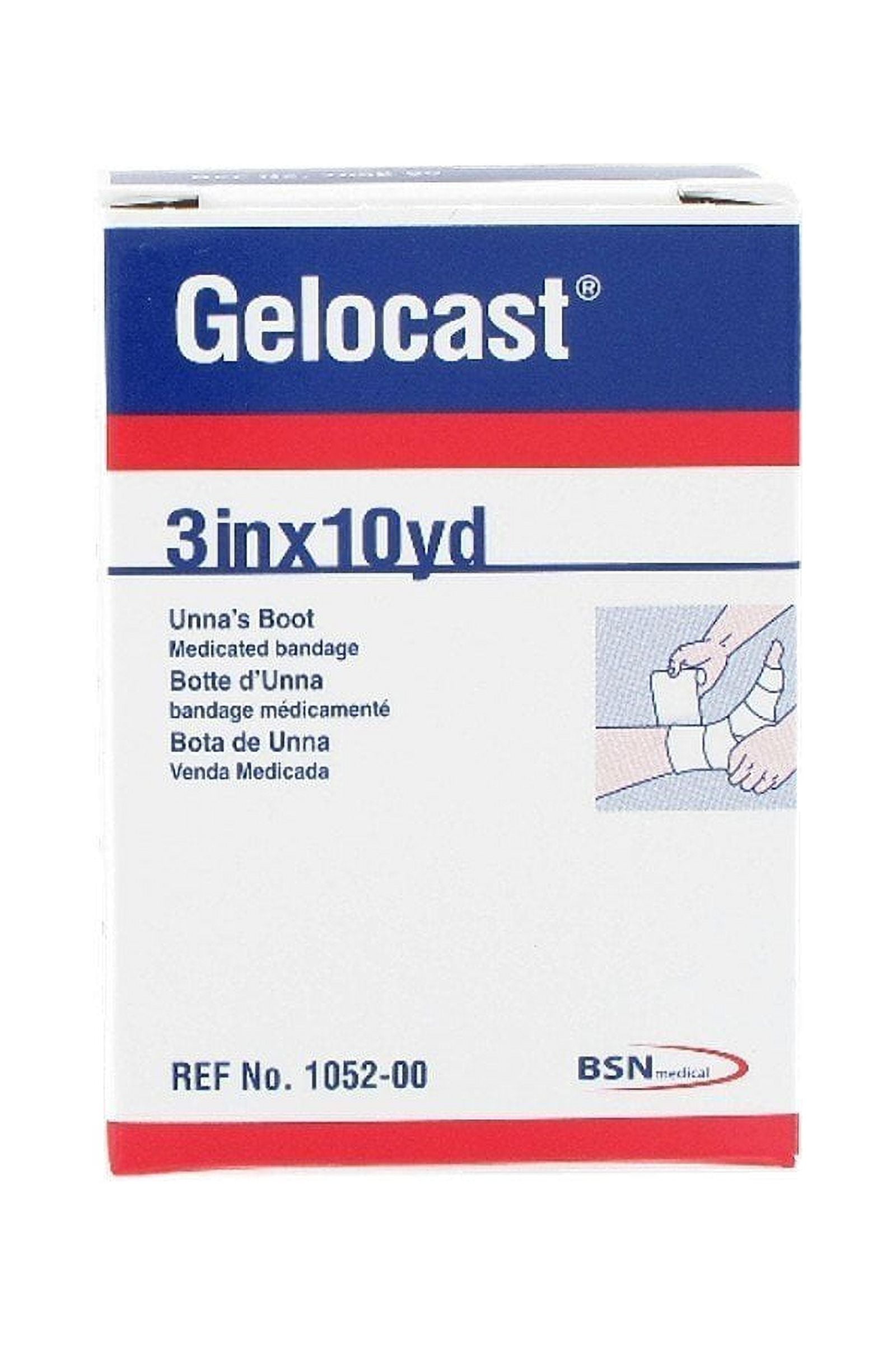 Gelocast Unna's Boot Adhesive Sterile Medicated Bandages 3inX10yd, 1ct