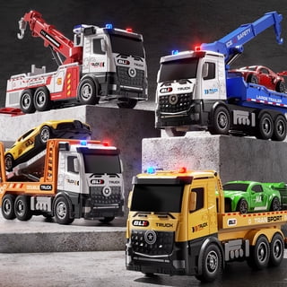 Gelomee Tow Truck Toys For 2 3 4 5 Year Old Boys, 4 Pack 7" Realistic Lights and Sounds, Trucks For Toddlers 2-4 Years, Gifts For 3 4 Year Old Boys, Toddler Boy Toys, Ideals 2 3 4 Year Old Boy Birthd