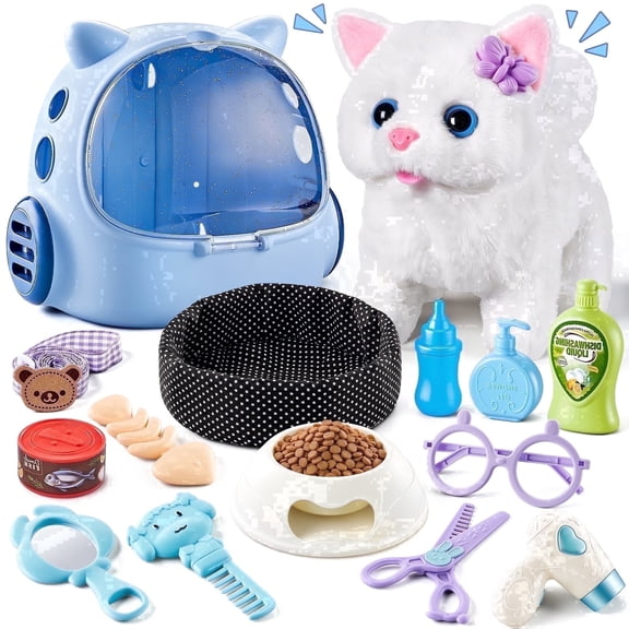 Gelomee 16 Pcs Cat Toys Interactive for Kids, Stuffed Animals for Girls, Plushie Toy for Toddler Boys with Talking , Birthday Gifts for 1-3 Year Old