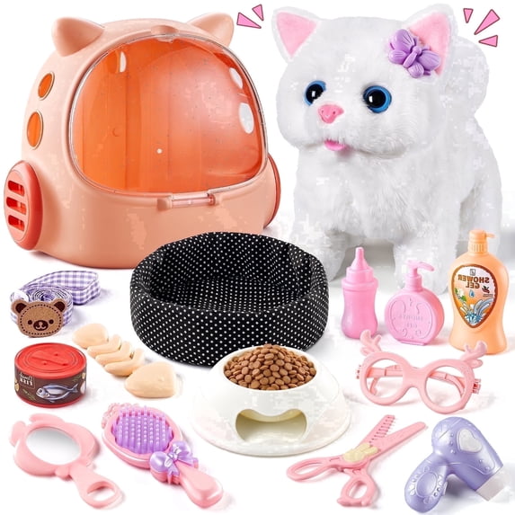 Gelomee 16 Pcs Cat Toys Interactive for Kids, Stuffed Animals for Girls, Plushie Toy for Toddler Boys with Talking , Birthday Gifts for 1-3 Year Old