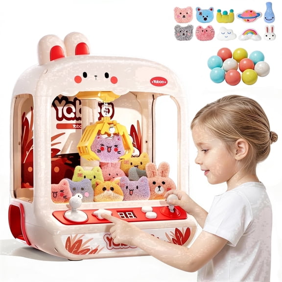 Gelomee Claw Machine for Kids , Mini Vending Machine Toys for Girls, Bunny Arcade Toy with Light Music for Boys, Christmas Birthday Gifts Toys Aged 3+ Year Old
