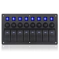 thumbnail interactive-video image 1 of Universal 8 Gang Switch Panel With LED Rockers And Circuit Breakers For 12V-24V Boats And Cars 1 of 5
