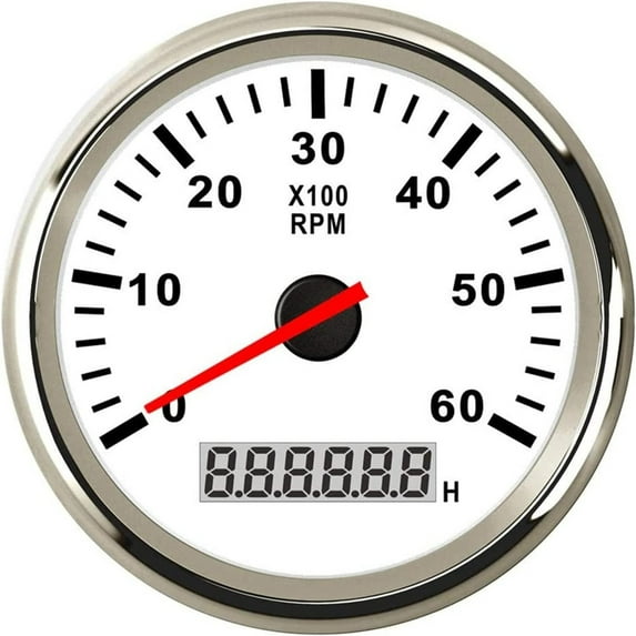 Geloo 85mm Tachometer Gauge 0-6000RPM Tacho Meter Gauge Waterproof LCD Hour Meter for Car Truck Boat RPM Gauge