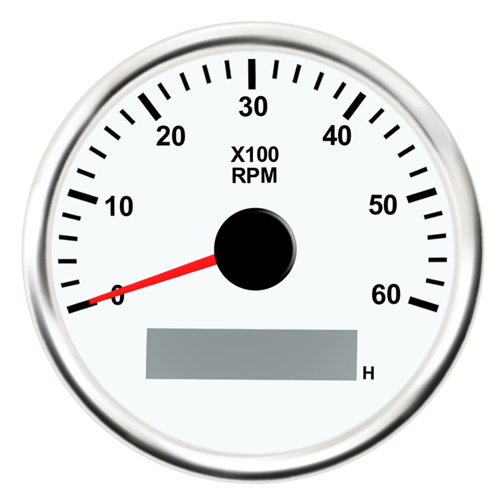 Geloo Baot Tachometer Hour Meter Waterproof Marine Tachometer Gauge 0-6000RPM 85mm for Car Truck RV