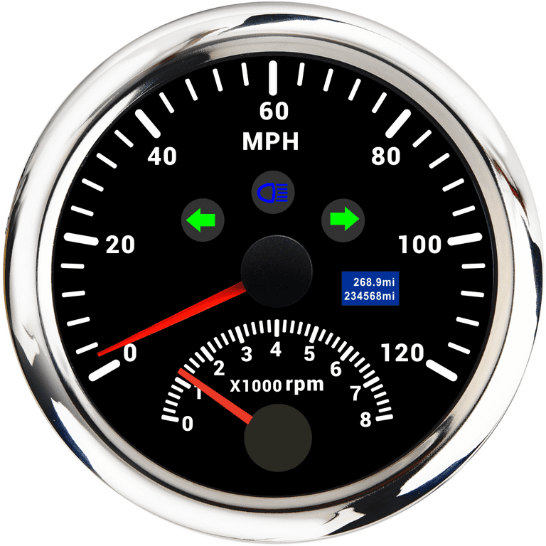 Geloo Digital GPS Speedometer 120MPH with 8000 RPM Tachometer Gauge for Car  Boat Marine Speedometer 