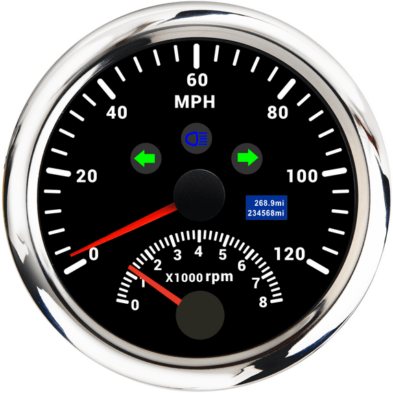 Geloo Digital GPS Speedometer 120MPH with 8000 RPM Tachometer Gauge for Car Boat Marine Speedometer