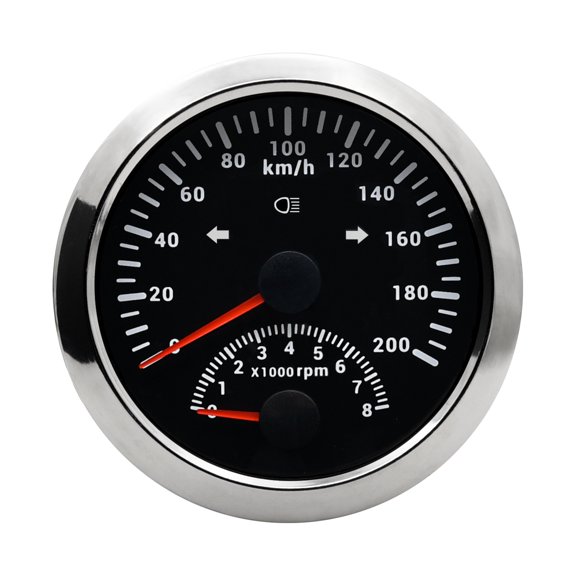 Geloo GPS Speedometer Gauge 200KM/H 8000RPM Tachometer for Car Truck Marine Boat Yacht 85mm