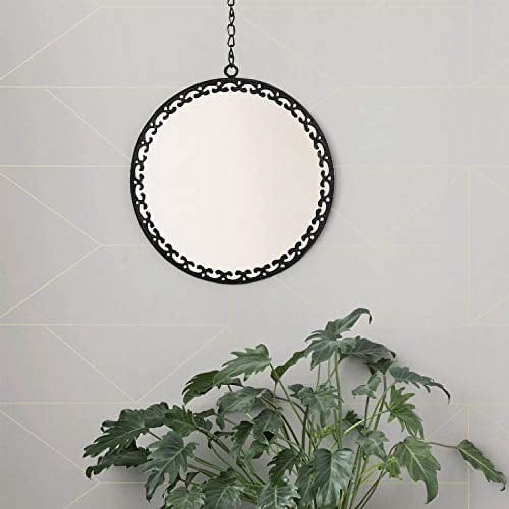 Geloo Hanging Wall Mirrors Decorative 10Inch Black Round Mirror with