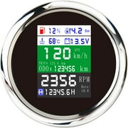 Geloo Motorcycle 6 in 1 Universal GPS Speedometer Waterproof Multi-Function Gauge for Boat Car