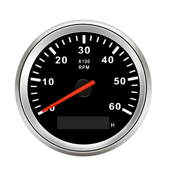 Geloo Tachometer Gauge Hour Meter 0-6000RPM 12/24V Tacho Gauge for Marine Boat RV Car 85mm