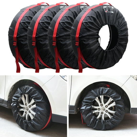 Geloo Tire Cover Set of 4 RV Trailer Camper Car Wheel Cover Waterproof UV Sun Protector Fit for 13-18inch Wheel