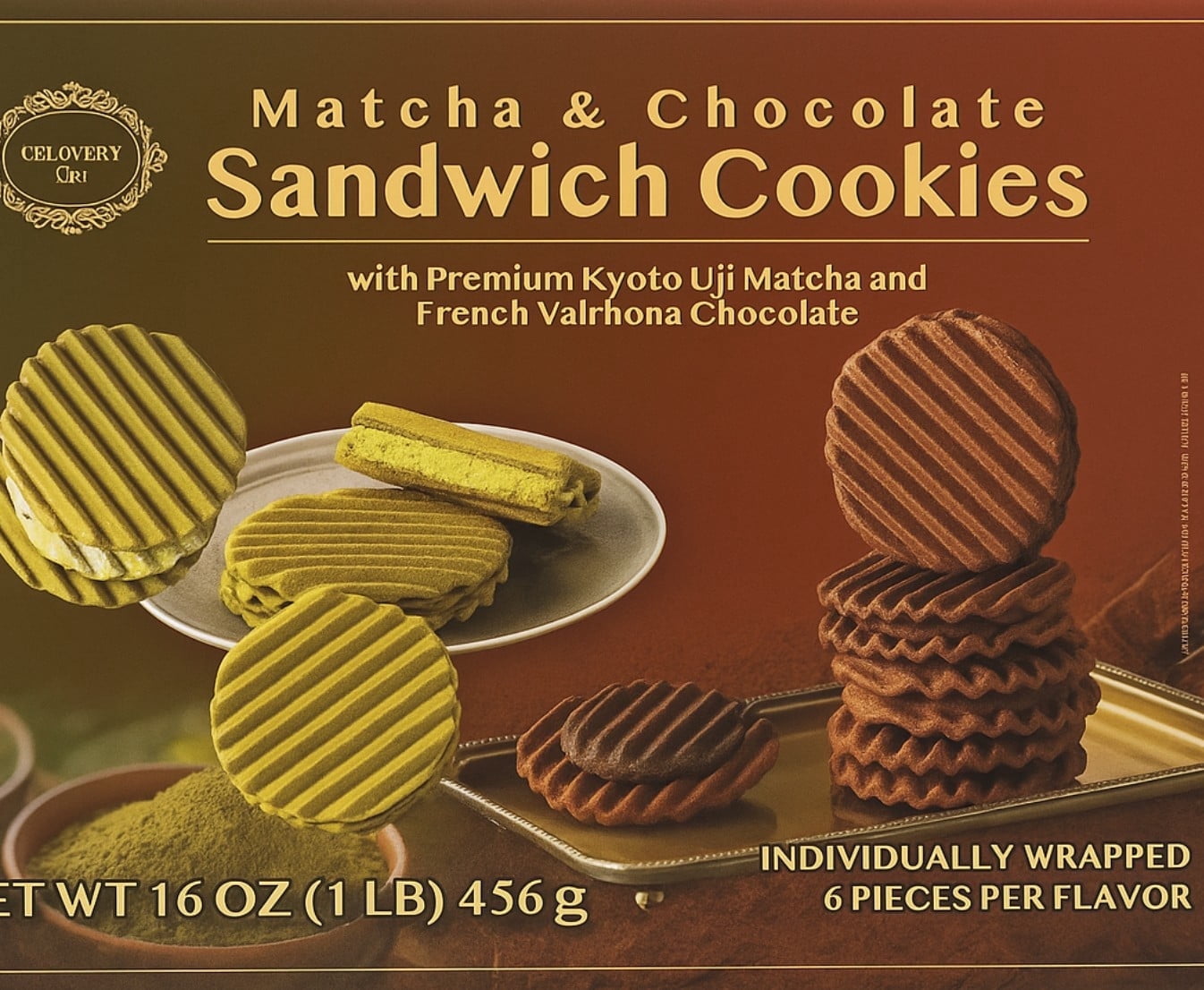 Gelovery Matcha & Chocolate Sandwich Cookies 16oz/456g