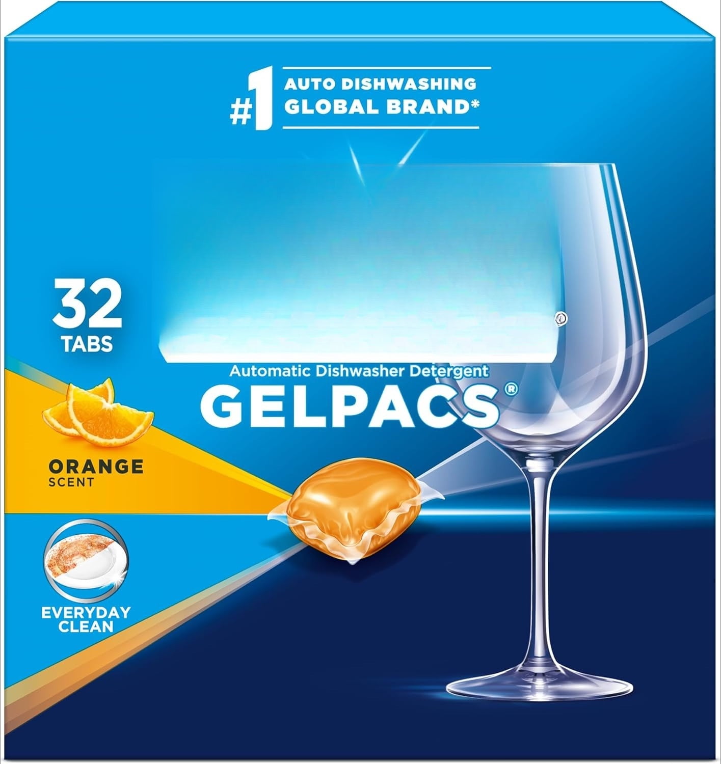 Gelpacs Dishwasher Detergent, Orange Scent, 32 Count