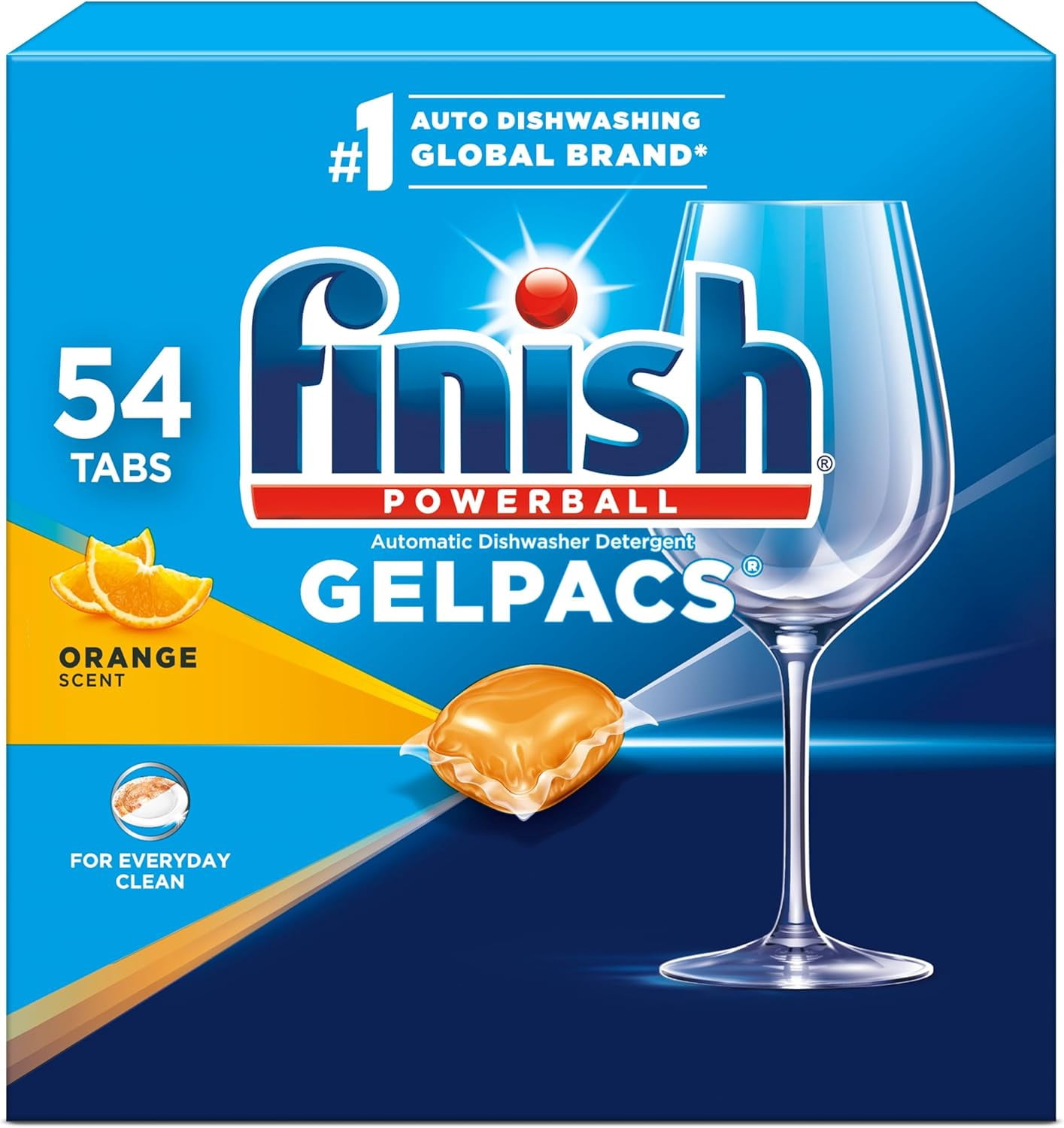Gelpacs Dishwasher Detergent Pods, Quick Dissolving Cleaning Power, Fights Grease & Dried-On Food, Easy-to-Use Pre-Measured Dishwasher Soap, Orange Scent, 54 Count
