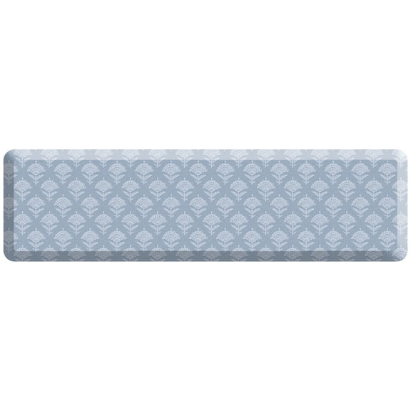 Gelpro Designer Comfort Mat 1/2 " - Petal Blockprint Blue Denim - 20x72