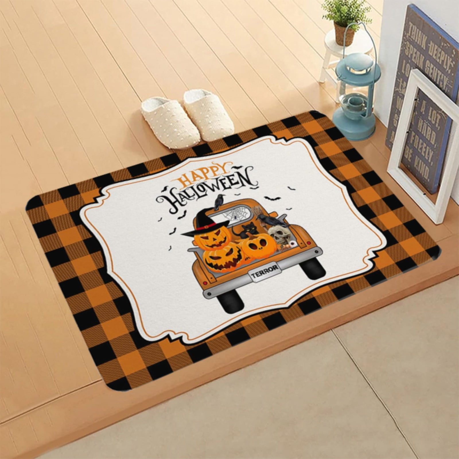 Gelren Clearance Sale！ Area Rug Halloween Pumpkin Floor Mats Holiday