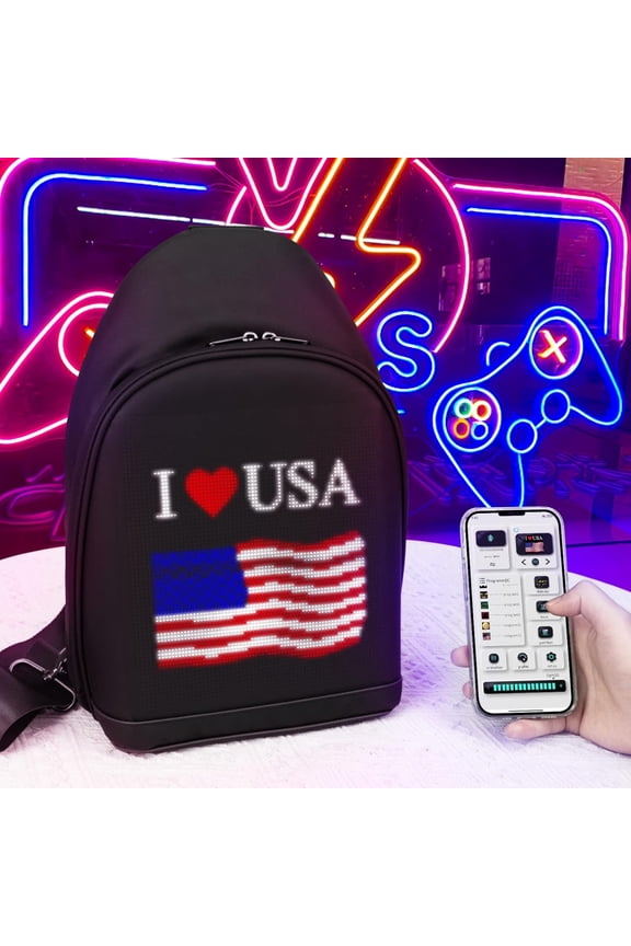 City Serise LED Crossbody Bag, Full Color Screen and Programmable DIY, Outdoor Advertising Travel Sling Backpack