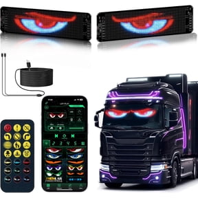Gelrova Matrix LED Devil Eyes Light Set, USB Powered, Remote/App Control, Custom Text & GIFs, 2-Pack